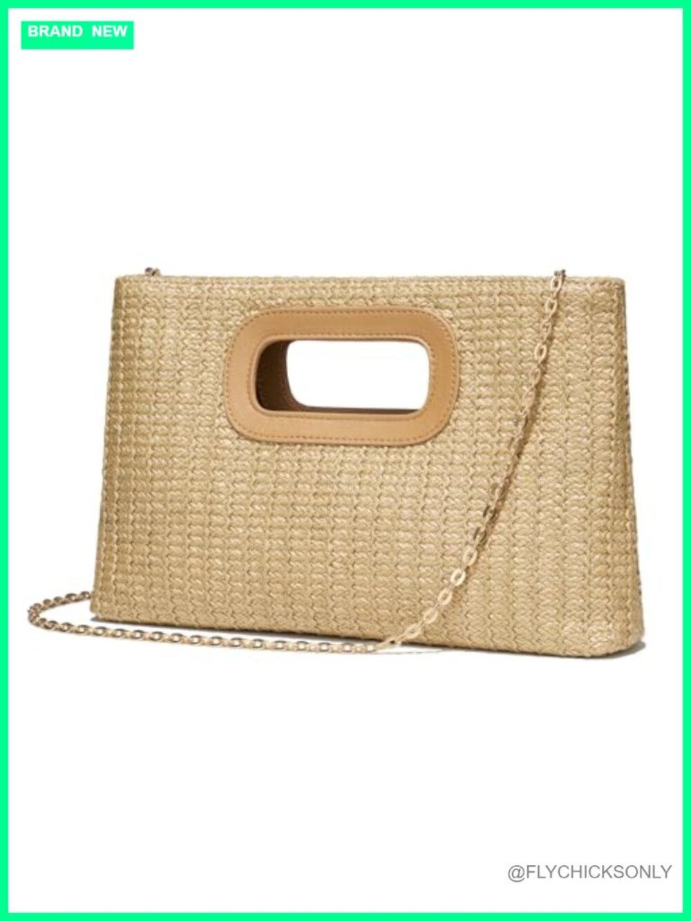 Straw Clutch Purse with Top Handle Ideal Vacation Handbag Woven Boho Beach Bag - Picture 3 of 6